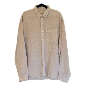 Abercrombie & Fitch Linen Casual Long Sleeve Button Down Shirt Large Light Tan